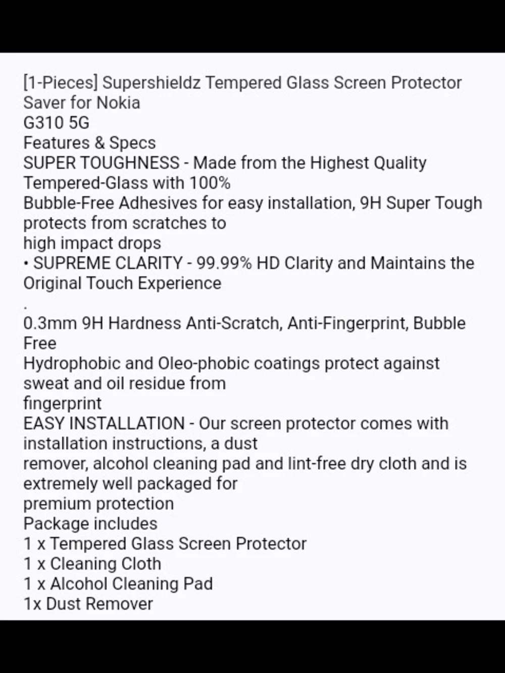 Clear Tempered Glass Screen Protector for Cell Phone Fits Nokia G310 5G
